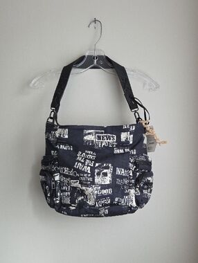 Cross Body Shoulder Purse Newspaper Print Canvas Tote Bag Desigual Arica  NWT